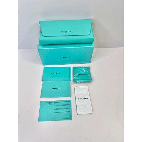 Authentic Tiffany Co Eyeglass Sunglass Leather Case w/ Gift Box & Cloth NEW - Picture 2 of 16